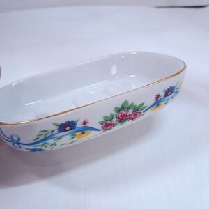 Dev bar soap dish floral gold trim ceramic porcelain cottagecore trinket tray
